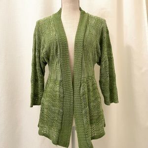 Green knit long sleeve sweater, Christopher & Banks, size Small